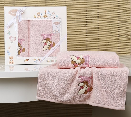 Комплект полотенец «Bambino Teddy», цвет розовый