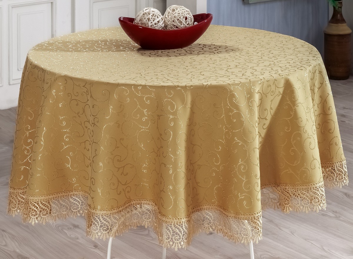Скатерть круглая «Evdy» KDK (с гипюром, размер 160xQ см) | Beytug Tekstil