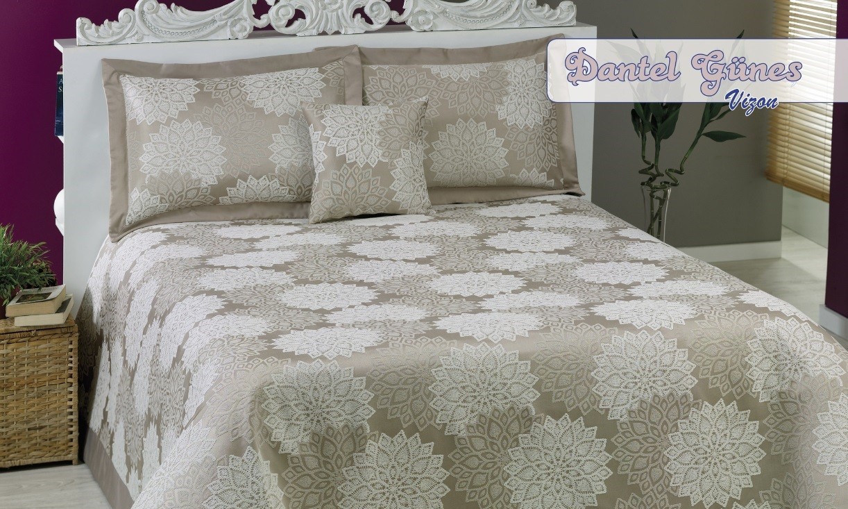 Покрывало «Dantel Gunes» (евро, жаккард, размер 240х260, 2 наволочки 50х70) | Nazsu | NazTeks tekstil