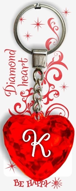 Брелок. Диамантовое сердце «К» | Be Happy