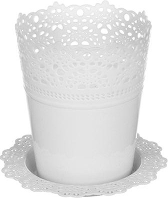 Кашпо «Ажур» (диаметр 18,5 см) с подставкой, цвет белый | Ажур | IDEA