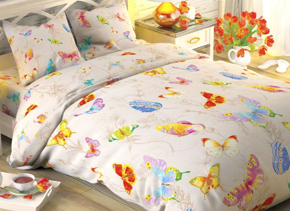 Комплект постельного белья «Бабочки» (семейный, поплин, 2 наволочки 70х70) | Этель