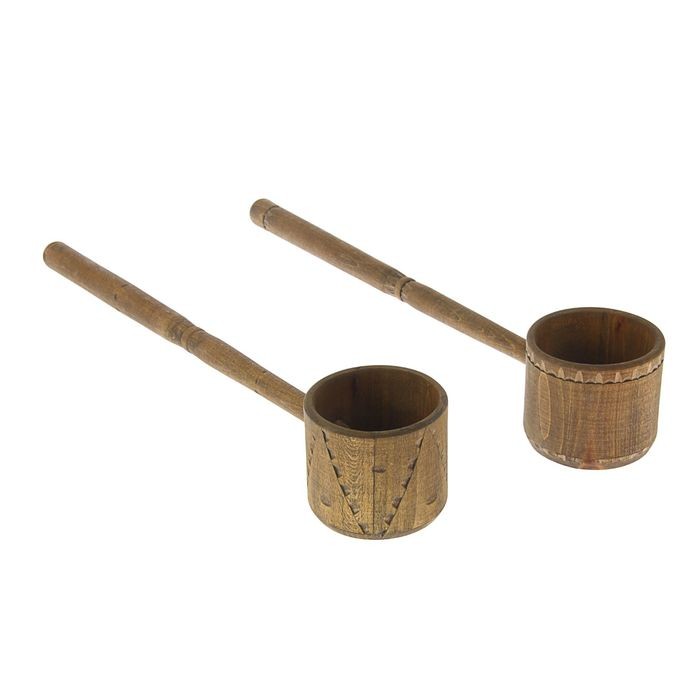 Ковш точёный-фигурный 0,3 л, крашеный резной, в ассортименте, мокка | Резные узоры, бондарные изделия