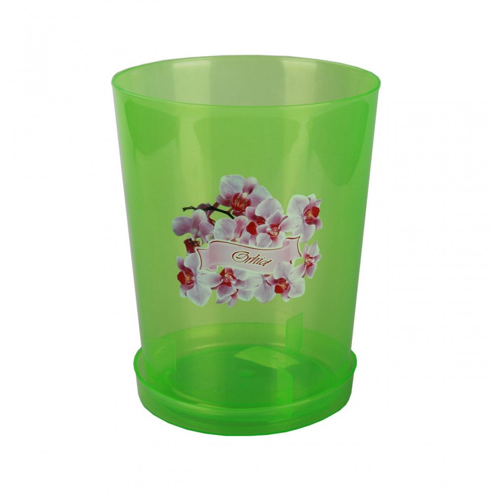 Горшок для орхидеи (3,5 л), с поддоном, цвет зеленый | Альтернатива