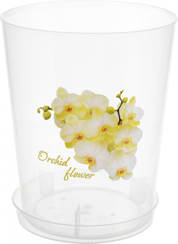 Горшок для орхидеи (3,5 л), с поддоном, прозрачный | Альтернатива