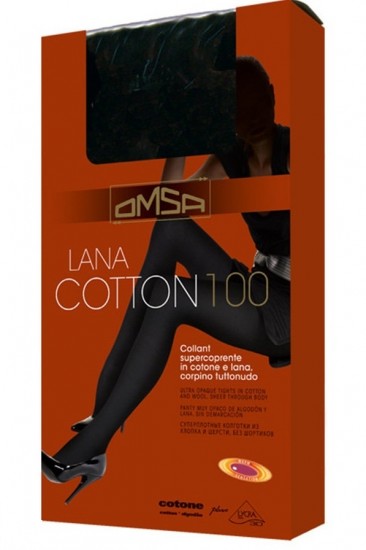 Колготки из хлопка и шерсти «LANA COTTON» (nero, 100 DEN)