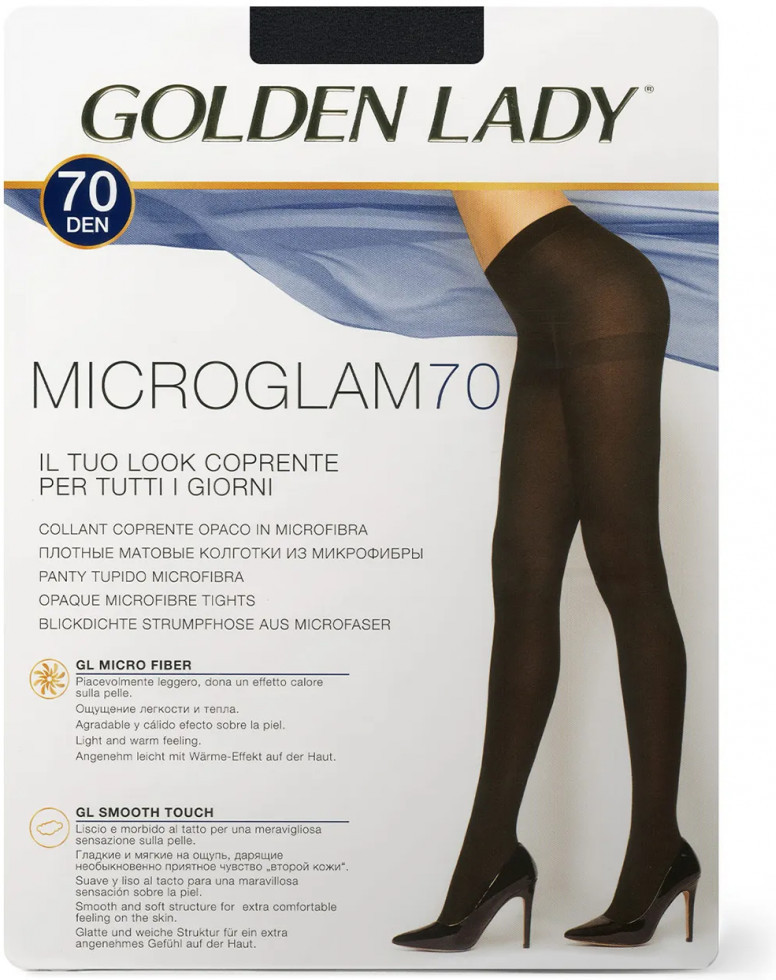 Колготки из микрофибры «MICRO GLAM» (nero, 70 DEN) | Golden Lady