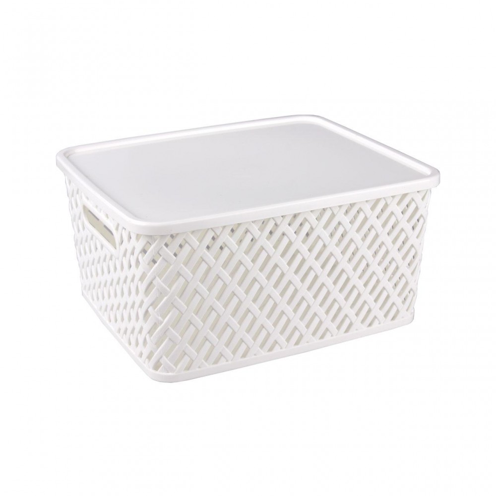 Корзина «Плетенка» (35×29×17,5 см), с крышкой, цвет белый | Плетенка | Альтернатива