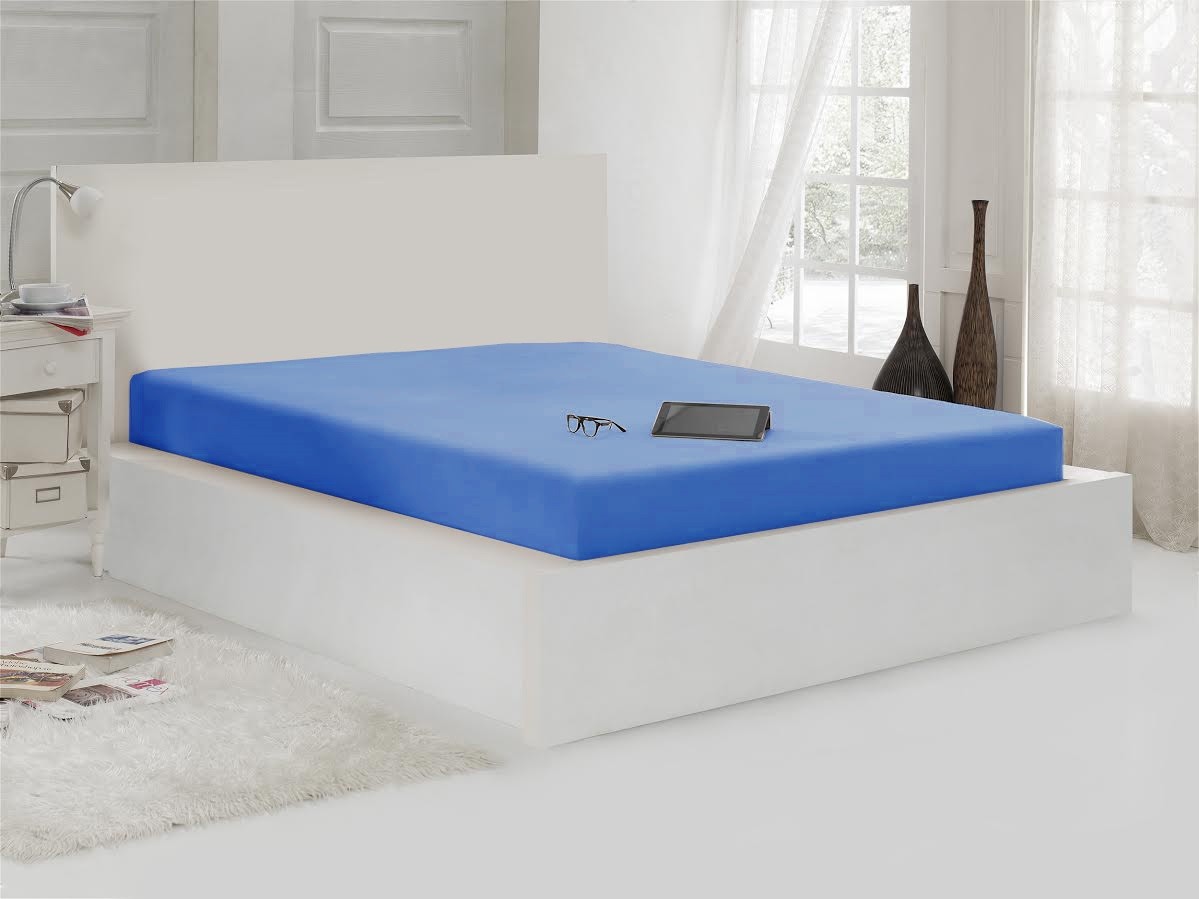 Простыня трикотажная «Acacia» на резинке (2-спальная, хлопок, 160x200+30 см), цвет голубой | Acacia | Kayteks kadife