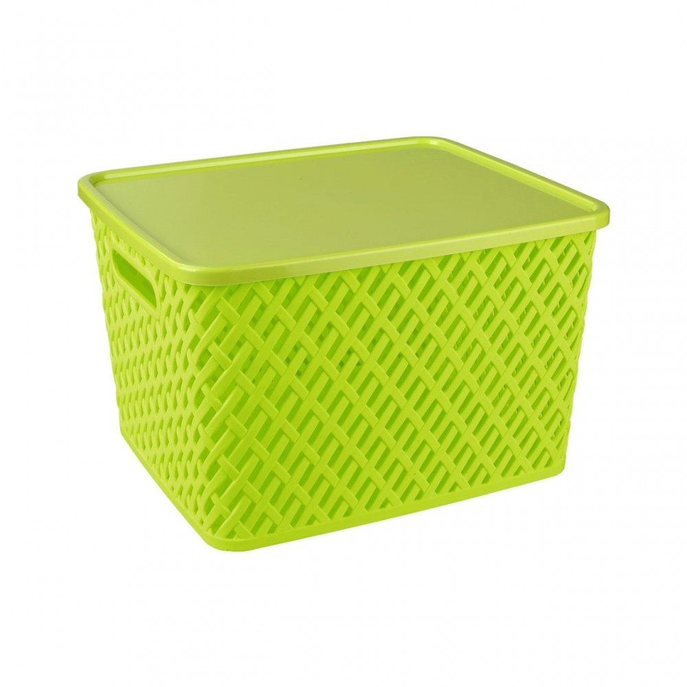 Корзина «Плетёнка» (35х29х22,5 см) с крышкой, салатовый | Плетенка | Альтернатива