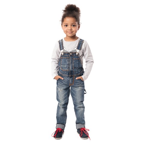 Полукомбинезон джинсовый для девочек | Яркие штрихи | PlayToday