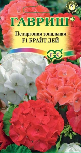 Семена. Пеларгония «Брайт Дей F1», 4 шт | Комнатные цветы | Гавриш