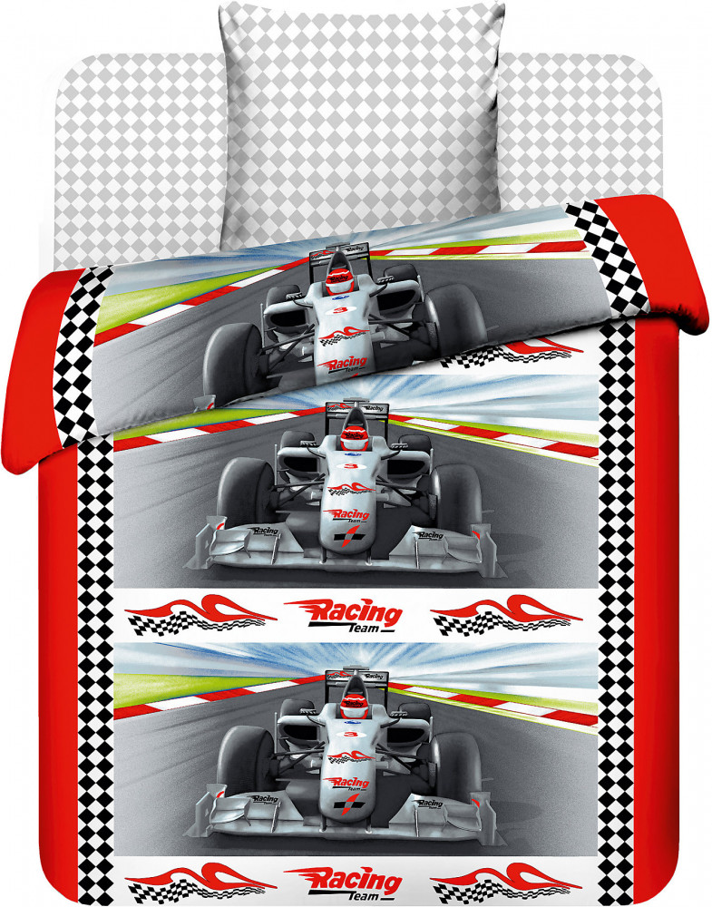 Детский комплект постельного белья «Автогонки» (1,5 спальное, бязь, 1 наволочка 70х70) | Василек Тeenager | ТДЛ Текстиль