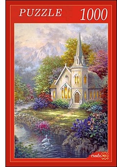 Пазл «Часовня в горах», 1000 элементов | Puzzle 1000. CreatM | Рыжий кот
