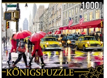 Пазл «Дождь в Нью-Йорке», 1000 элементов | Konigspuzzle | Рыжий кот