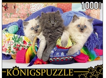 Пазл «Три котенка», 1000 элементов | Konigspuzzle | Рыжий кот