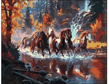 Холст для рисования с красками «Табун лошадей», 40х50 см