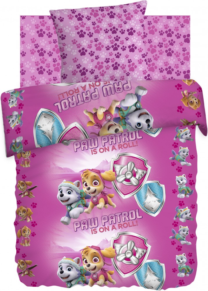 Комплект постельного белья «Скай и Эверест» (1,5-спальное, хлопок, 1 наволочка 70×70) | Щенячий патруль | Непоседа