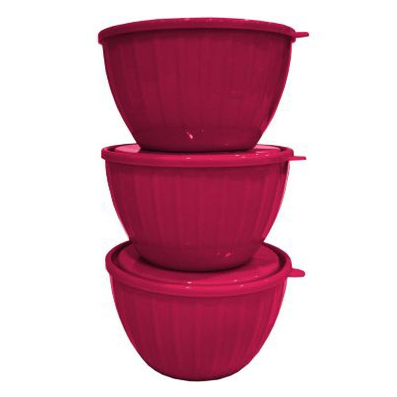 Набор салатников с крышками «Fiesta» (0,6 л), 3 шт, ягодный | Fiesta | Giaretti