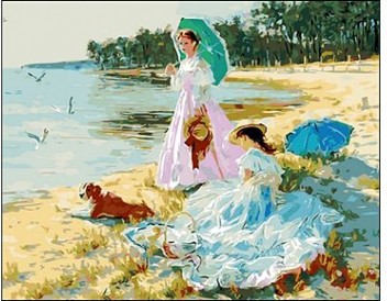 Холст для рисования по номерам с красками «Дамы на прогулке», 40х50 см