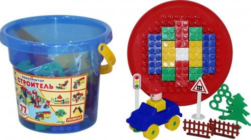 Конструктор «Строитель» (77 элементов в ведре Макси с крышкой) | Строитель | Полесье
