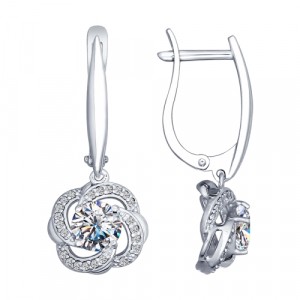 Серьги из серебра с фианитами и Swarovski Zirconia | SOKOLOV