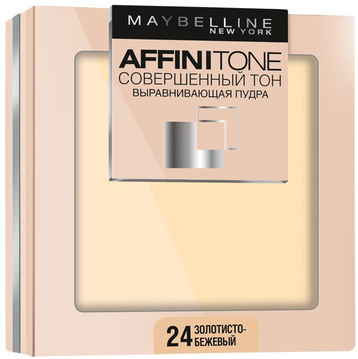 Пудра компактная для лица «Affinitone» выравнивающая и матирующая, оттенок 24 Золотисто-бежевый | Maybelline New York