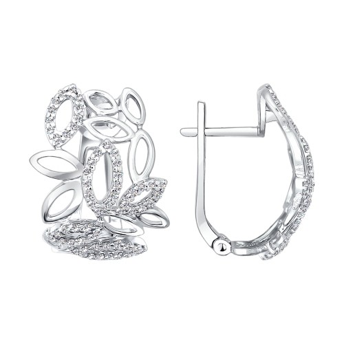 Серьги из серебра с фианитами | SOKOLOV