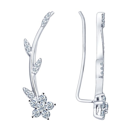 Серьги из серебра с фианитами | SOKOLOV