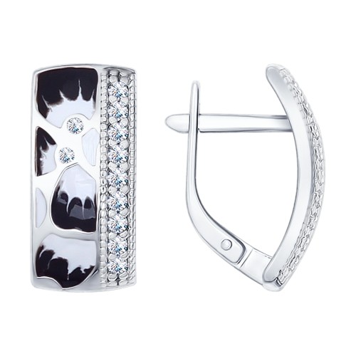 Серьги из серебра с эмалью и фианитами | SOKOLOV