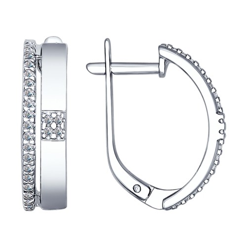 Серьги из серебра с фианитами | SOKOLOV