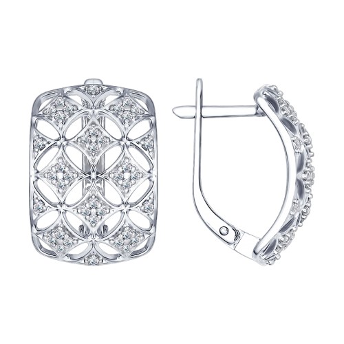 Серьги из серебра с фианитами | SOKOLOV