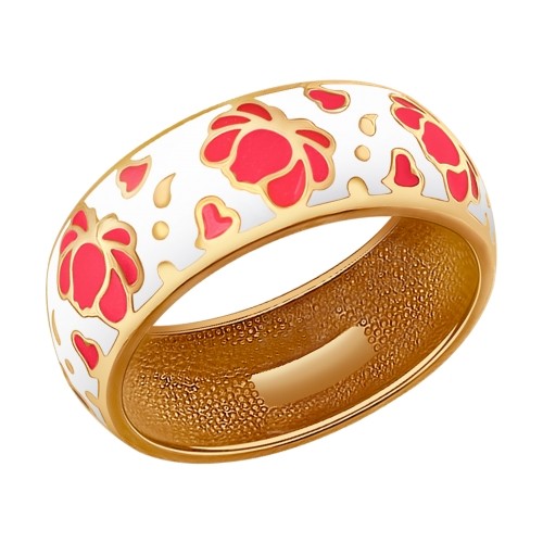 Кольцо из золоченого серебра с эмалью | SOKOLOV