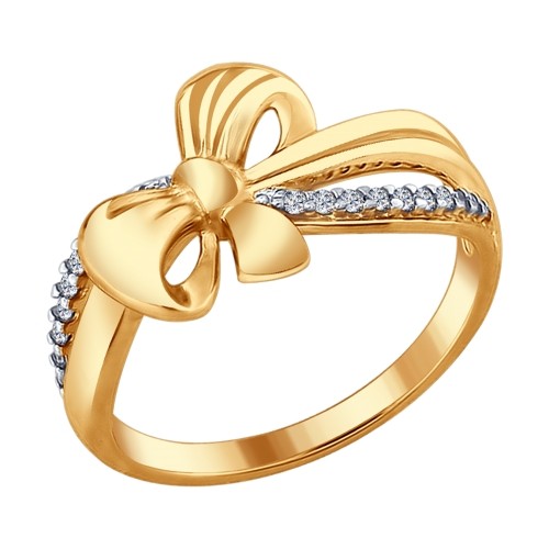 Кольцо из золоченого серебра с фианитами | SOKOLOV