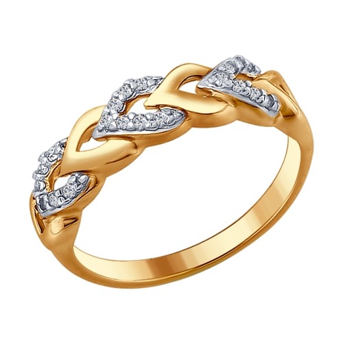 Кольцо из золоченого серебра с фианитами | SOKOLOV