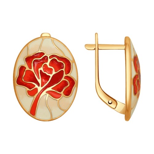 Серьги из золоченого серебра с эмалью | SOKOLOV