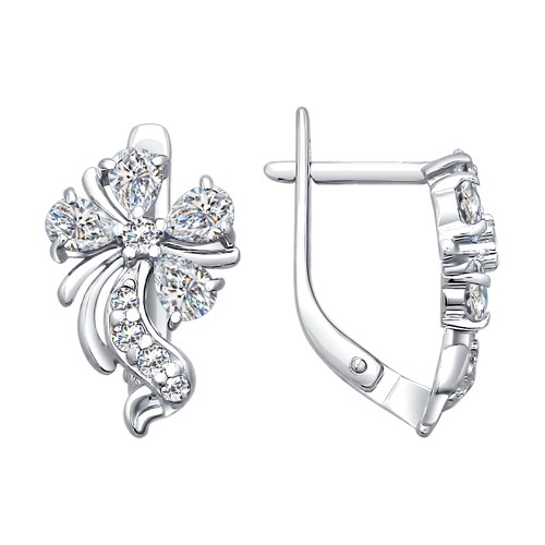 Серьги из серебра с фианитами | SOKOLOV