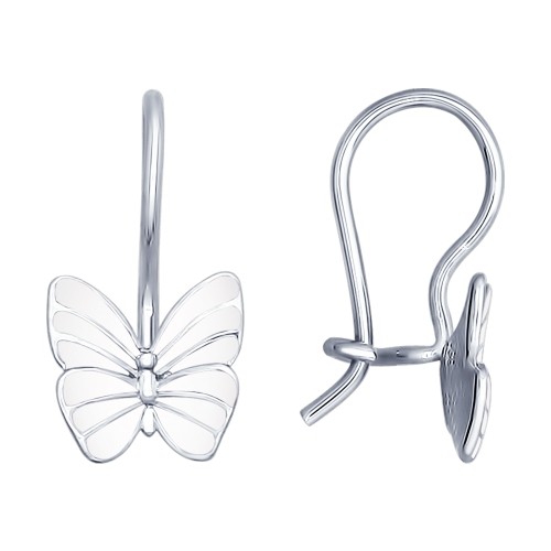 Детские серьги с белыми бабочками | SOKOLOV