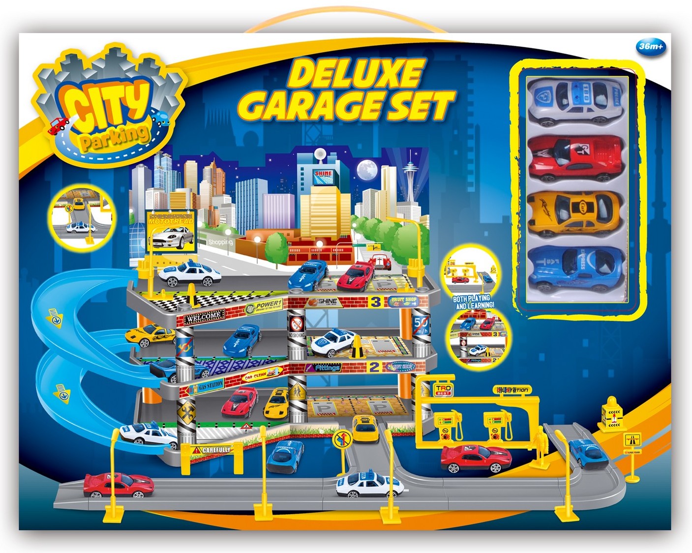 Игровой набор «Гараж Делюкс с 4 машинками» | City Parking | Dave Toys