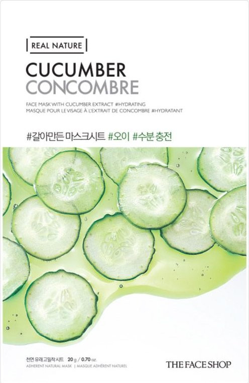 Маска для лица тканевая «Cucumber Face Mask» с экстрактом огурца | Real Nature | The Face Shop