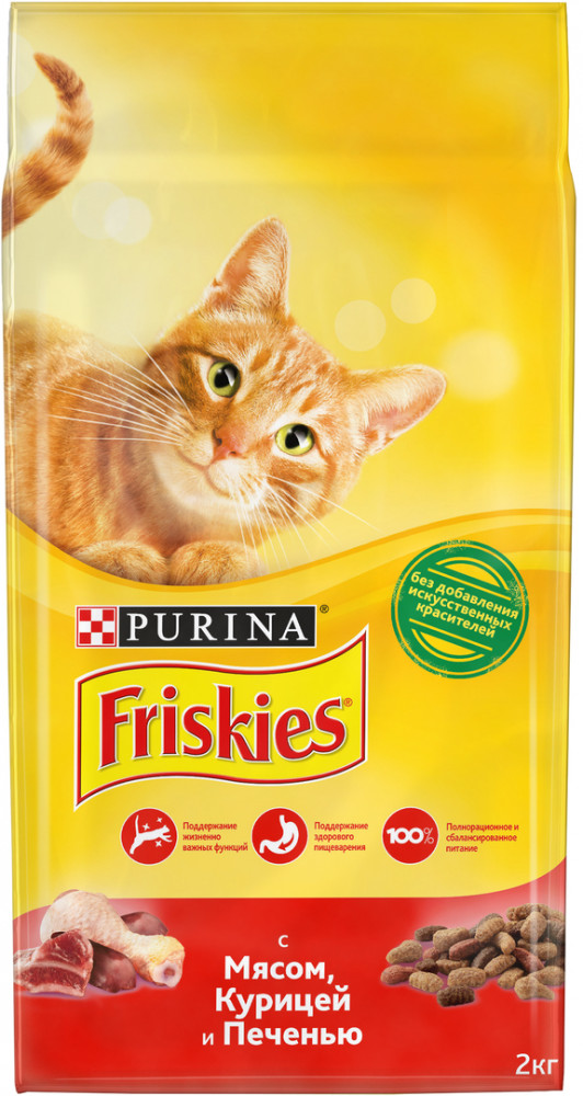 Корм сухой для кошек с мясом, курицей и печенью | Friskies