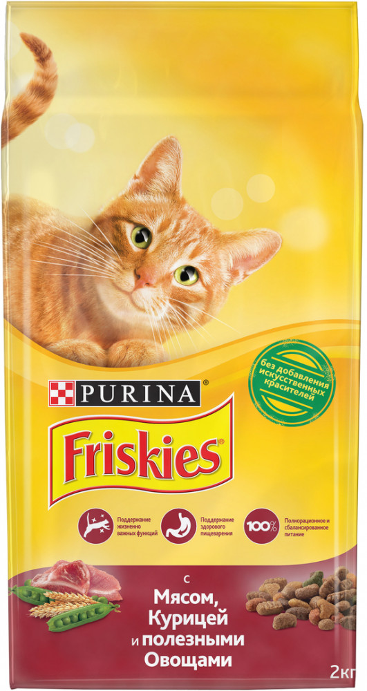 Корм сухой для кошек с мясом, курицей и полезными овощами | Friskies