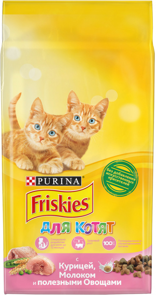 Корм сухой для котят с курицей, молоком и полезными овощами | Friskies