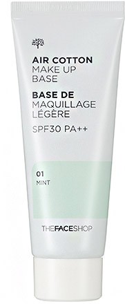 Основа под макияж легкая «Air Cotton Makeup Base SPF30+PA++», оттенок 01 Mint | The Face Shop