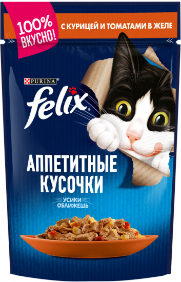 Корм для кошек Felix, с курицей и томатами (85 г)