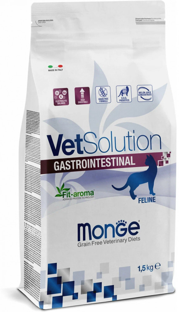 Сухой диетический корм для кошек при заболеваниях ЖКТ «VetSolution Cat Gastrointestinal» | VetSolution | Monge