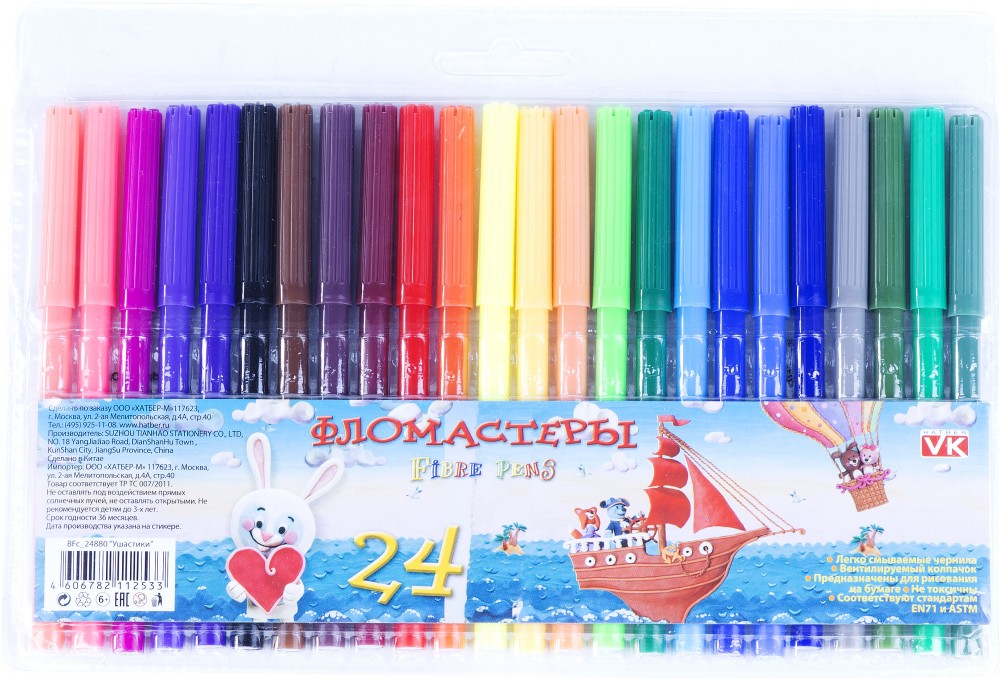 Фломастеры «Ушастики», 24 цвета | Hatber