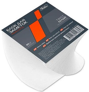 Блок для заметок на клею (8х8х5 см), белый | Twist | Hatber