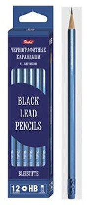 Карандаш чернографитный HB с ластиком | Silk | Hatber