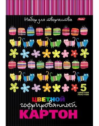 Картон цветной гофрированный, 5 цветов